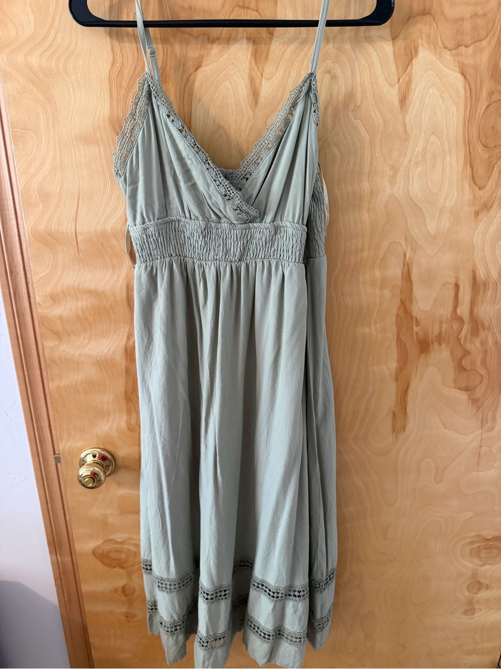 T.J.Maxx Sage Green Lace-Trim Maxi Dress